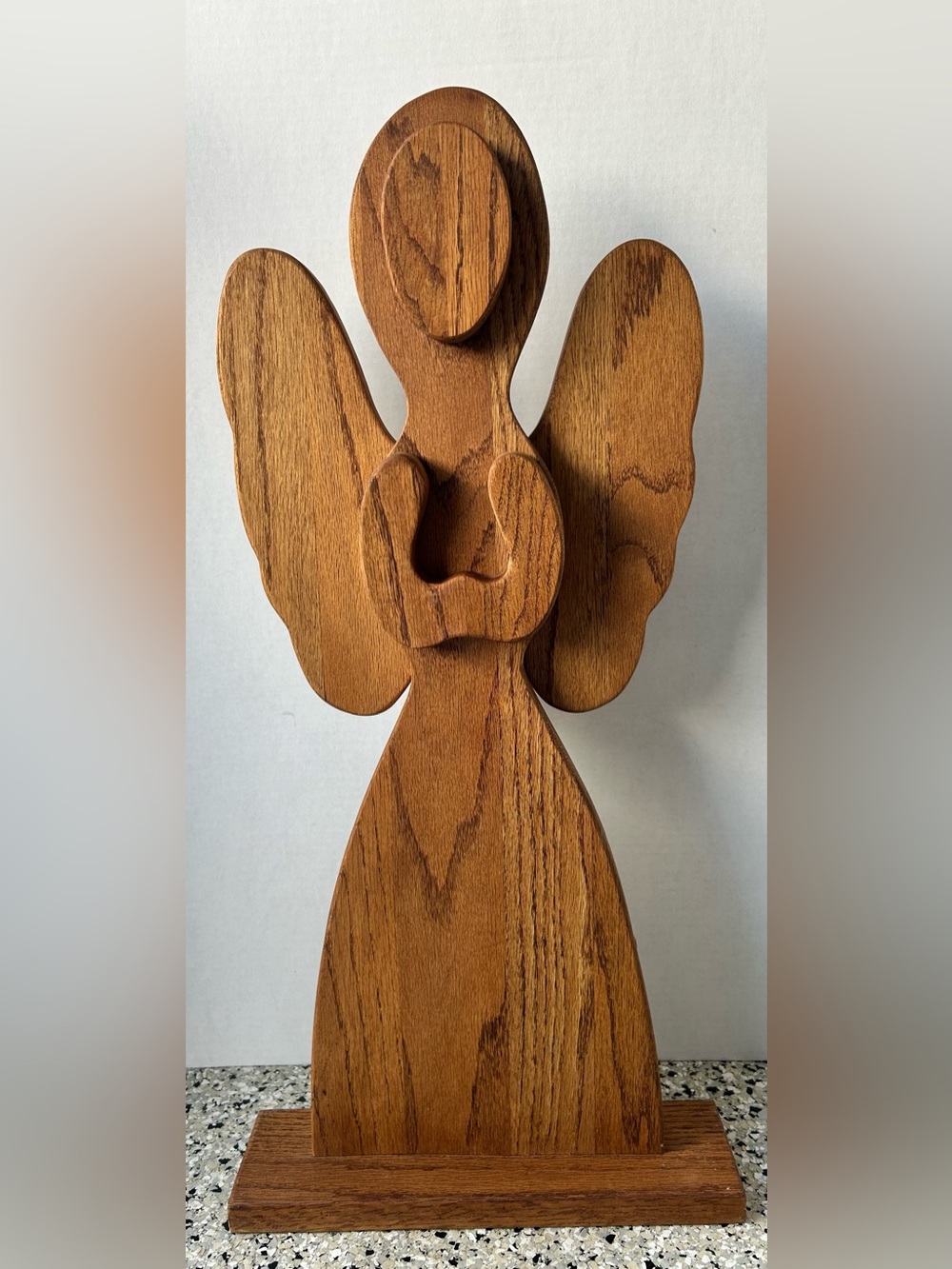 Handcrafted Brown Wooden Angel Sculpture